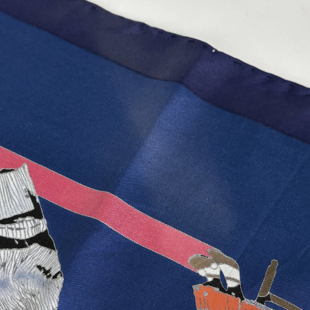 Hermes Carre 90 HELLO DOLLY scarf, silk, blue multicolor, women's. - Picture 7 of 8